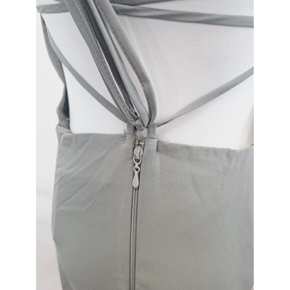 SMYM Godshaw Goddess Gown Large Soft Charcoal Crisp Gray Lace Up Back Bridesmaid - Picture 5 of 11